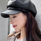 Personality Solid PU Beret Hat