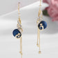 Vintage Pearl&Peacock Pattern Splicing Tassel Earrings