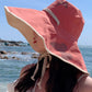 Stylish Reversible Foldable Bow-Print Sun-Protection Frenum Large Wide Brim Hat