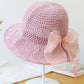 Stylish Knitting Bow-Embellished Sun-Protection Large Wide Brim Hat