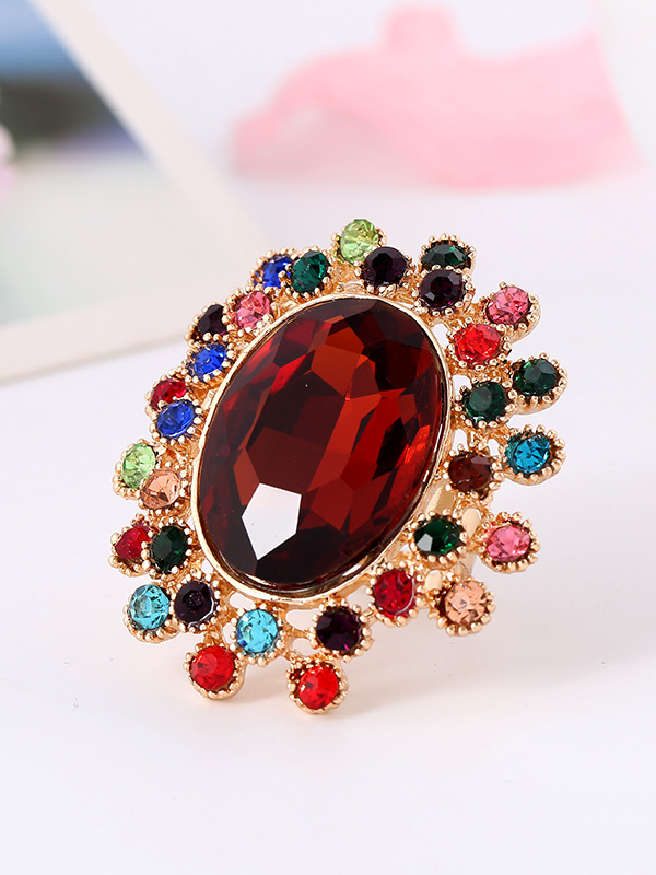 Full Diamond Crystal Glass Open Adjustable Ring