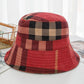 Casual Plaid Keep Warm Suede Fisherman Hat