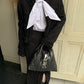 White Inspired Designer Bow Tie(Detachable) Top Shirt Blouse
