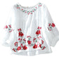 Loose Round Neck Pullover Embroidered Half Sleeve Shirt Blouse