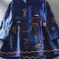 Cartoon Embroidered A-Line Shirt Top