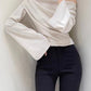 Chic Off-Shoulder Bell Sleeve Pleated Top