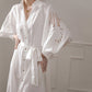 White Urban Tie Puff Sleeve V-Neck Shirt Dress