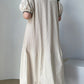 French Retro Embroidery Stitching Puff Sleeve Pleated Dress