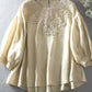 Oversized Vintage Balloon Sleeve Cotton Linen Ruffle Shirt Blouse