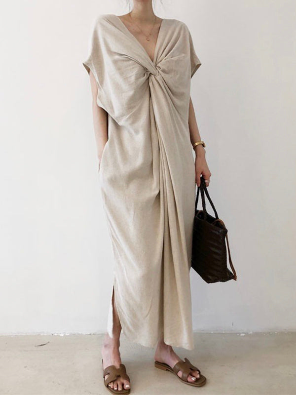 Loose Chic Pleated Front And Rear Dress