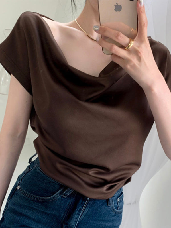 Loose Fashion V Neck Pleated Shirt