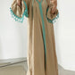 Retro V-Neck Contrasting Trim Stitching Lace Tassel Dress