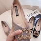 Solid Color Flat Square Buckle Pleated Low Heels Shoes