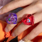 Double Layer Heart Zircon Ring