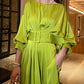 Urban Pleated With Waistband Batwing Sleeves Dresses