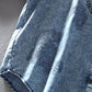 Vintage Oversized Embroidered Stand Collar 3/4 Sleeve Denim Shirt