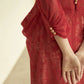 Red Traditional Hollow Long Sleeve V-Neck Dress