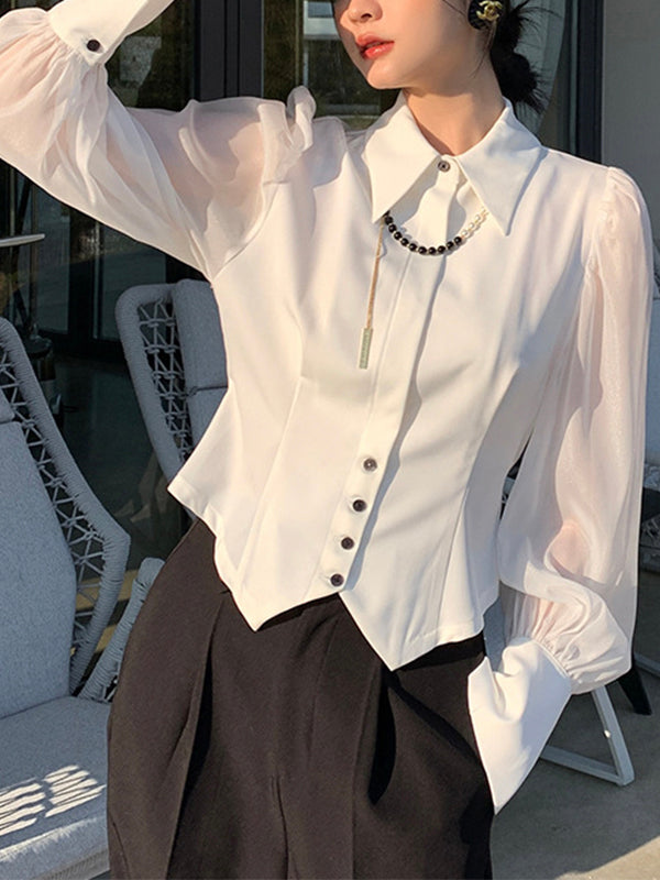 Vintage Pearl Chain Elegant Shirt – girlgard
