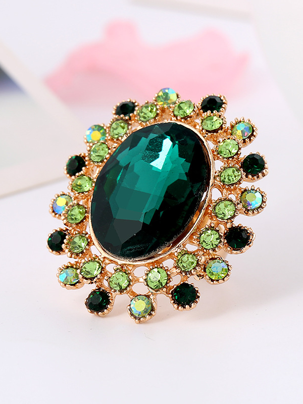 Full Diamond Crystal Glass Open Adjustable Ring