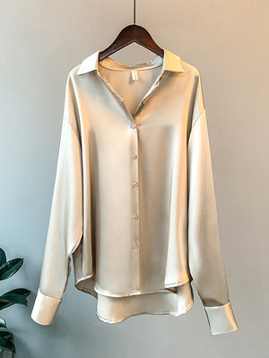 Long Sleeve Vintage Satin Shirts