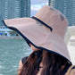 Stylish Reversible Foldable Bow-Print Sun-Protection Frenum Large Wide Brim Hat