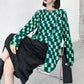 Casual Loose Gradient Plaid Long Sleeves T-Shirt Top