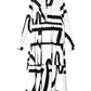 Loose Stand Collar Printed A-Line Midi Dress