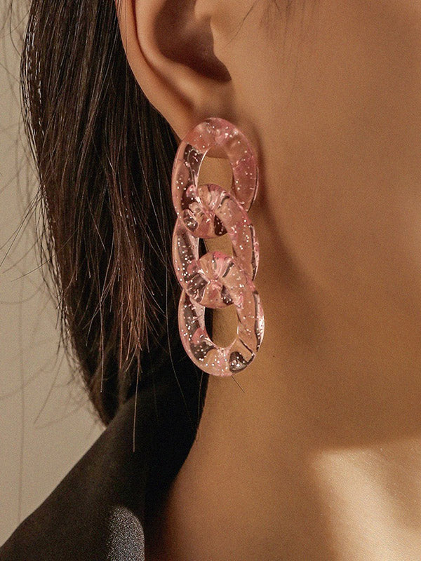 Chic Stylish 3 Colors Resin Colorful Chain Earrings