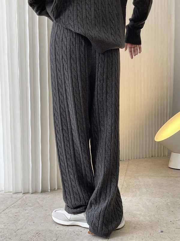 Original Creation Wide Leg Loose Jacquard Solid Color Casual Pants Bottoms