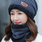 Simple Knitting Contrast Color Scarf&Hat Two Pieces Set