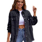 Loose Multicolor Ripped Denim Jacket