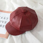 Stylish PU Solid Color Simple Casual Beret Hat
