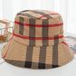 Casual Plaid Keep Warm Suede Fisherman Hat