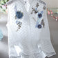 Fashion Embroidered Sleeveless V Neck Cotton Shirt Top