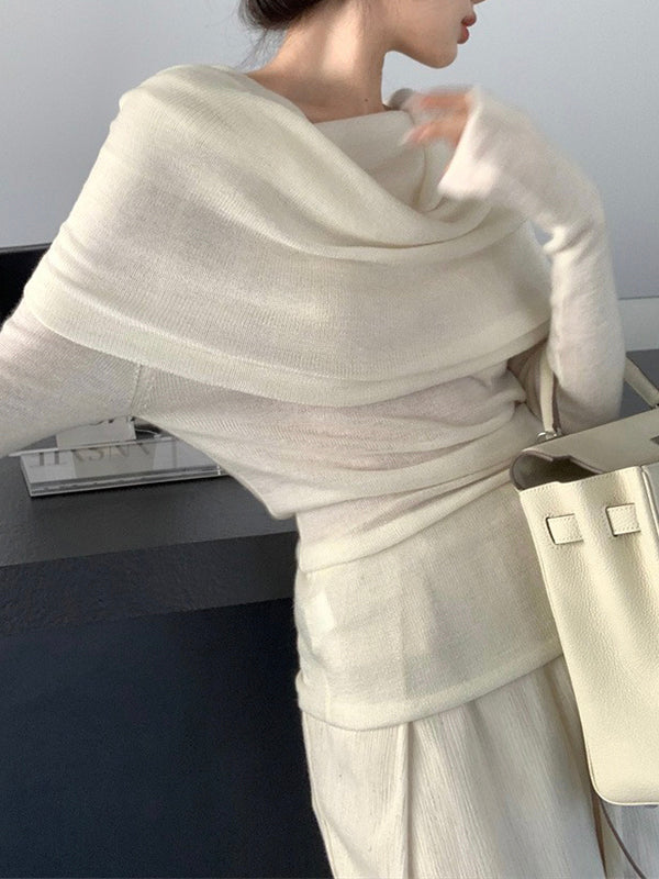 French Chic Off-Shoulder Knit Top