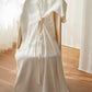 Fashion White Waist Half Sleeve V-Neck Dress