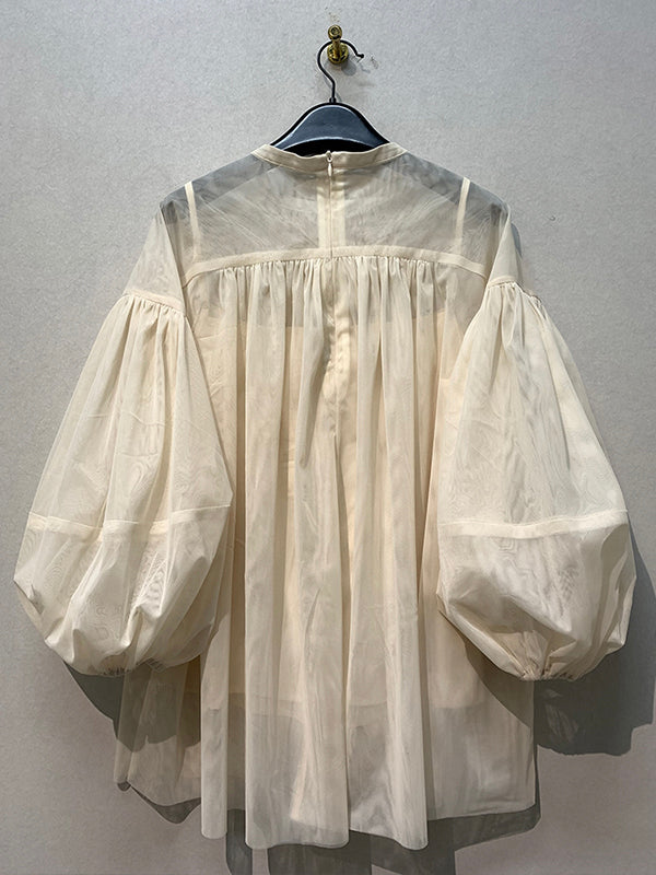 Pleated Translucent Top + Suspenders