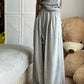 Contrasting Color Stitching Knitted Top&Casual Plush Straight Wide-leg Pants Two-piece Set