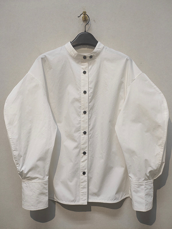 Balloon Sleeve Stand Collar Shirt Top