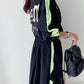 Personalized Print Color Contrast Short Coat + High Waist Pocket Large Swing Skirt Suit