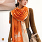 Printed Contrast Color Imitation Cashmere Shawl Scarf