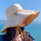 Stylish Reversible Foldable Bow-Print Sun-Protection Frenum Large Wide Brim Hat