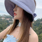 Stylish Solid Color Split-Joint Bow-Embellished Sun-Protection Large Wide Brim Knitted Hat