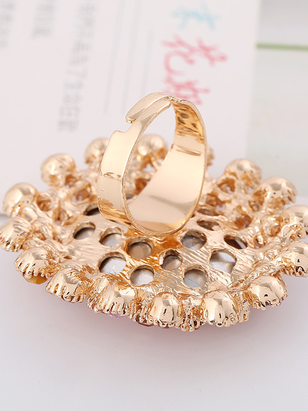 Full Diamond Crystal Glass Open Adjustable Ring