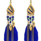 National Original Feather Tassels Beads 6 Colors Earrings
