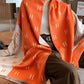 H Print Contrast Color Imitation Cashmere Shawl Scarf
