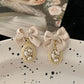 Normcore Pearls Bow-Embellished Geometry Earrings