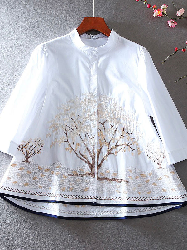 Fashion Cotton Embroidered Original A-line Shirt Blouse