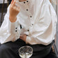 Balloon Sleeve Stand Collar Shirt Top