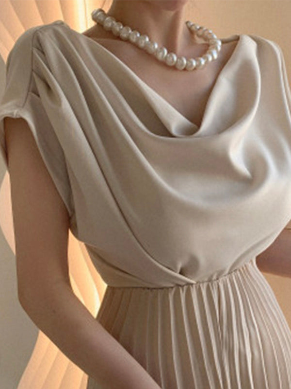 Loose Fashion V Neck Pleated Shirt
